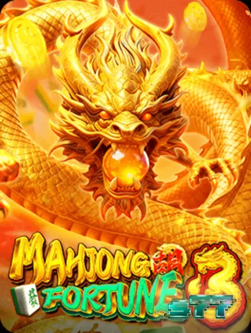 Visual vibrante e dourado do slot Mahjong Fortune 3 com peças de Mahjong e dragão